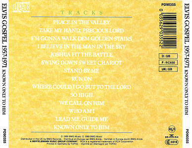 Elvis Gospel 1957-1971 - Known Only To Him - Germany 1993 - PD 90355 - Elvis Presley CD