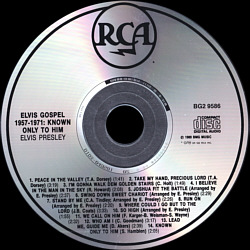 Elvis Gospel 1957-1971 - Known Only To Him - Canada 1998 - BMG BG2-9586 Columbia Record Club  - Elvis Presley CD