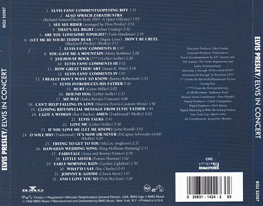 Elvis In Concert - BG2-52587 - Columbia House Music Club 1995 - USA 1997