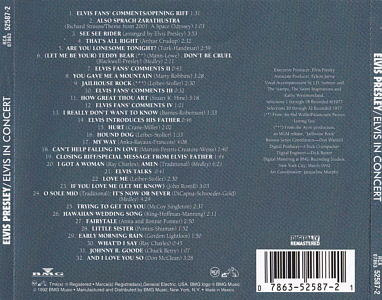 Elvis In Concert - EU 2014- Sony Music 74321 146932 - Elvis Presley CD Elvis In Concert - USA 2018 - Sony 07863525872 - Elvis Presley CD