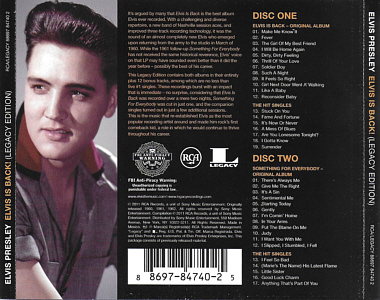 Elvis Is Back! (Legacy Edition -  Jewel Case) - USA 2018 - Sony Legacy 88697 84740 2  - Elvis Presley CD