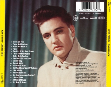 Elvis Is Back (remastered & bonus) - BMG 07863 67737 2 - EU 1999