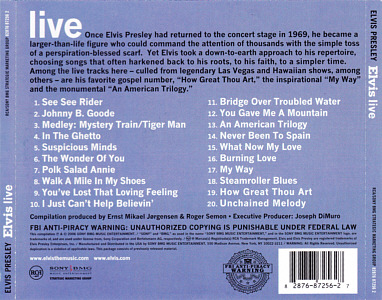 Elvis live - USA 2006 - Sony/BMG 82876872562 - Elvis Presley CD