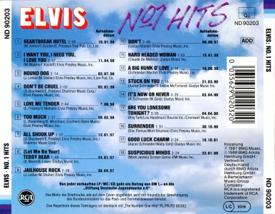 Elvis No. 1 Hits - Germany 1987 - BMG ND 90203 - Elvis Presley CD