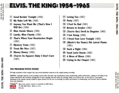 Elvis, The King: 1954-1965 - TIME-LIFE MUSIC 2RNR-26 - USA 1990