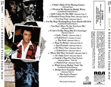A Hundred Years From Now (Essential Elvis, Vol. 4) - USA 1996 - Direct Marketing - BMG 07863 66866 2