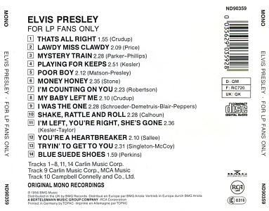 For LP Fans Only - Germany 1994 - BMG ND 90359 - Elvis Presley CD