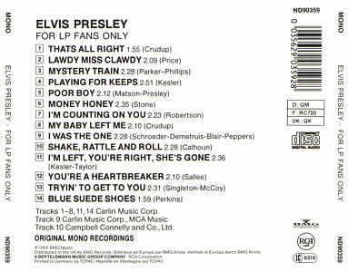 For LP Fans Only - Germany 1999 - BMG ND 90359 - Elvis Presley CD