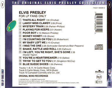 For LP Fans Only - EU 1999 - BMG 74321 90608 2 - The Original Elvis Presley Collection - Elvis Presley CD