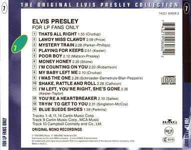 For LP Fans Only - EU 1999 - BMG 74321 90608 2 - The Original Elvis Presley Collection - Elvis Presley CD