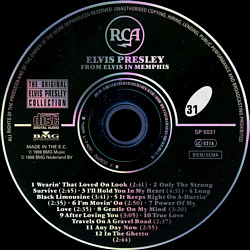From Elvis In Memphis - The Original Elvis Presley Collection Vol. 31 - EU 1999 - BMG 74321 90632 2 - Elvis Presley CD