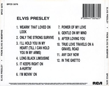 From Elvis In Memphis - Australia 1990 - BMG BPCD 5076 - Elvis Presley CD