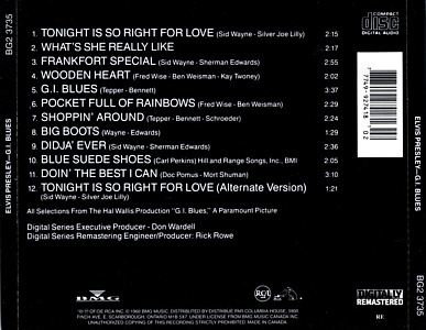 G.I. Blues (Columbia Record Club) - Canada 1999 - BMG BG2 3735 - Elvis Presley CD