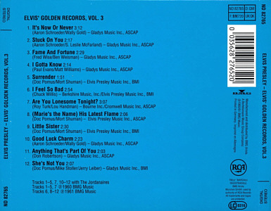 Elvis' Golden Records, Vol. 3 - Germany 1990 - BMG ND 82765