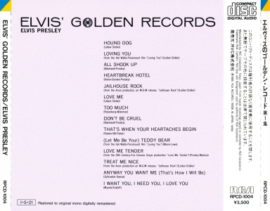 Elvis' Golden Records - Japan 1985 - RCA RPCD-1004