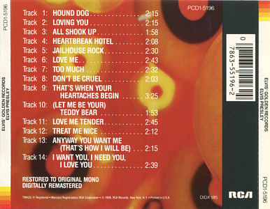 Elvis' Golden Records - USA 1984 - RCA PCD1-5196 - Elvis Presley CD