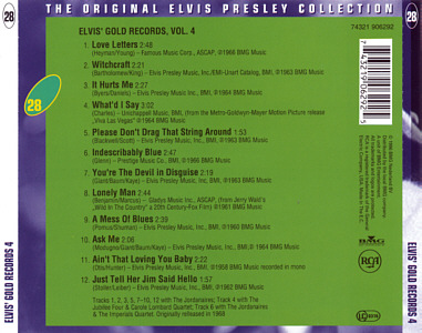 Elvis' Gold Records, Vol. 4 -   The Original Elvis Presley Collection Vol. 27 - EU 1999 - BMG 74321 90629 2 - Elvis Presley CD