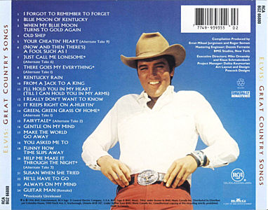 Great Country Songs - Canada 1998 - Columbia House Music Club - BMG BG2 66880