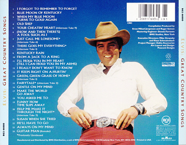 Great Country Songs - USA 2001 - Columbia House Music Club - BMG BG2 66880 - Elvis Presley CD