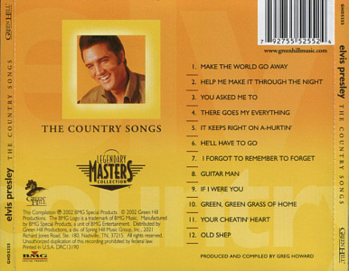 The Country Songs - Green Hill Music / BMG USA - Elvis Presley CD