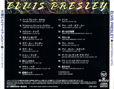 Heartbreak Hotel - The Top Ten Hits Vol. 1 - Japan 1992 - BMG CRD 1028