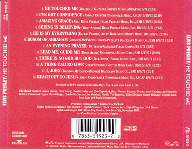 He Touched Me - USA 1996 - BMG 07863-51923-2 - Elvis Presley CD