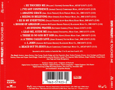 He Touched Me - USA 2000 - BMG 07863-51923-2 - Elvis Presley CD