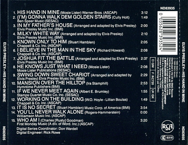 His Hand in Mine - Germany 1988 - BMG ND 83935 - Elvis Presley CD
