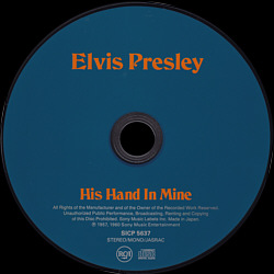 His Hand In Mine - Japan 2017 - Sony Music Labels SICP 5637 - Elvis Presley CD