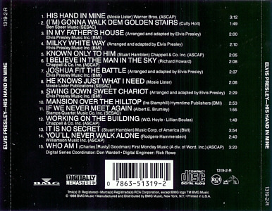 His Hand in Mine [2] - USA 1993 - BMG 1319-2-R - Elvis Presley CD