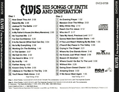 His Songs Of Faith And Inspiration - USA 1990 - BMG DVC2-0728