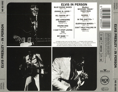 In Person At The International Hotel, Las Vegas, Nevada - EU 2014 - Sony Music ND 83892 - Elvis Presley CD