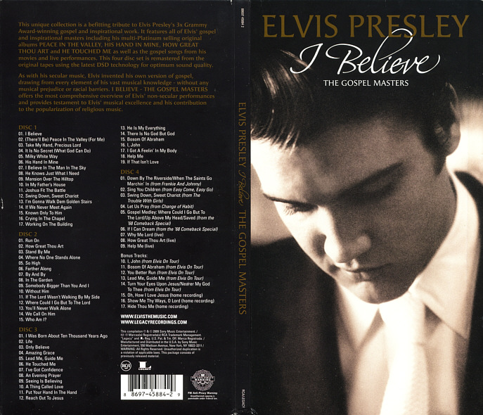I Believe - The Gospel Masters - USA 2018 - Sony Legacy  88697 45884 2 - Elvis Presley CD