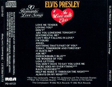 In Love With Elvis - 20 Romantic Love Songs - Japan 1988 - BMG PD 45121