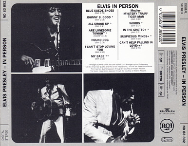 In Person At The International Hotel, Las Vegas, Nevada - Germany 1996 - BMG ND 83892 - Elvis Presley CD