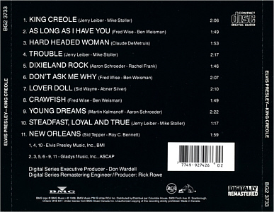 King Creole - Canada 1996 - Columbia House Music CD Club - BMG BG2 3733