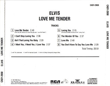 Love Me Tender (RCA Special Product) - USA 1993 - CAD1-2650