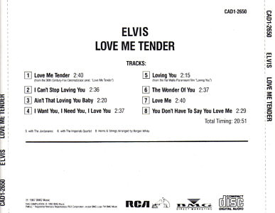 Love Me Tender (RCA Special Product) - USA 1993 - CAD1-2650