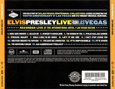 Live From las Vegas - USA 2005 - Sony / BMG (BMG Direct) 72434 77440-2 D 161637 - Elvis Presley CD