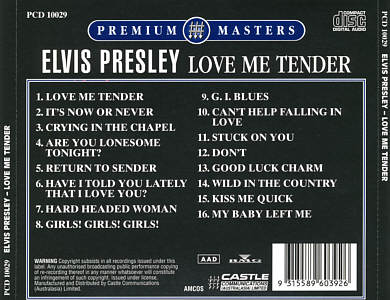 Love Me Tender (Premium Masters) - Australia 1989 - BMG PCD 10029