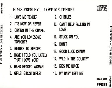 Love Me Tender - Australia 1989 - BMG BPCD 5097