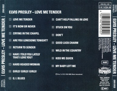 Love Me Tender (Ariola Express) - Germany 1993 - BMG 295 052