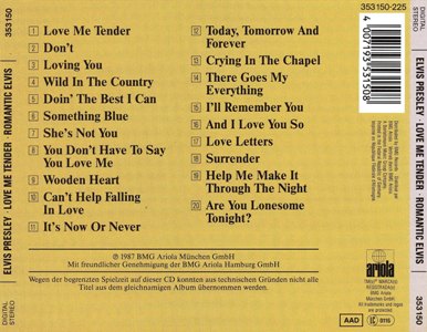 Love Me Tender-Romantic Elvis-20 Welthits - Germany 1987