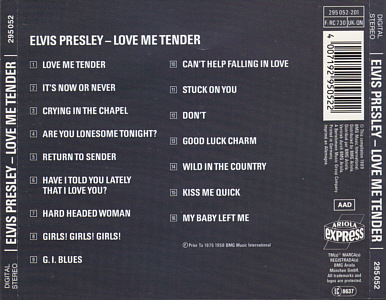 Love Me Tender (Ariola Express) - Germany 1997 - BMG 295 052 - Elvis Presley CD