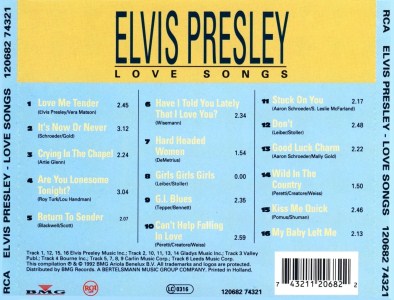 Love Songs - Netherlands 1992 - BMG 120682 74321