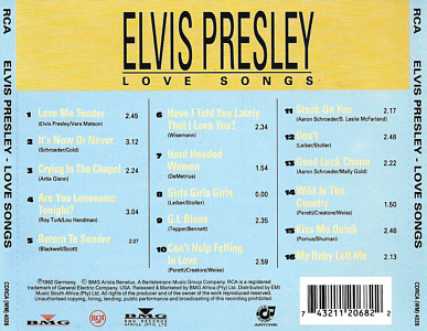 Love Songs - Elvis Presley CD Love Songs - South Africa 1993 - BMG CDRCA (WM) 4028 - Elvis Presley CD