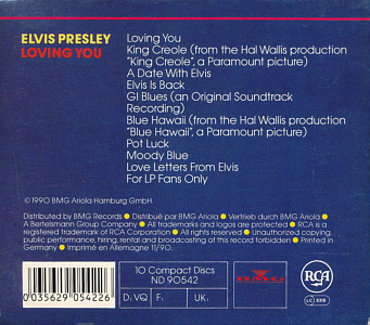 Loving You - 10 Favorite Records On CD-  BMG ND 90542 - Germany 1990 - Elvis Presley CD Info RCA - BMG - FTD