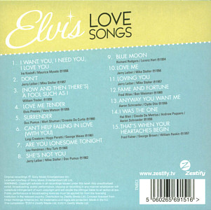 Love Songs (Zestify) - UK 2015 - Sony Music TNBC1 - Elvis Presley CD
