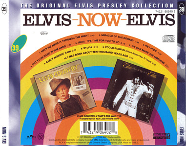 Elvis Now - Elvis Presley CD Elvis Now - The Original Elvis Presley Collection Vol. 39 - EU 1999 - BMG 74321 90640 2 - Elvis Presley CD