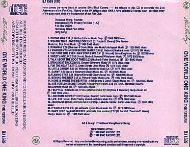 One World One King - Hong Kong 1989 - BMG 8.11589 - Elvis Presley CD